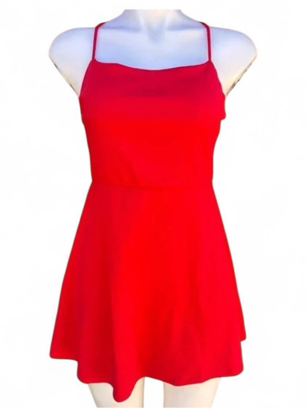 wild fable Bright Red Slip Dress with Halter Neck